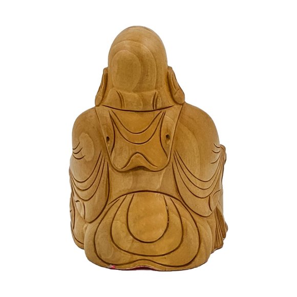 Hand Carved Natural Wood Buddha Sculpture (5 inch) - Picture 2 of 2